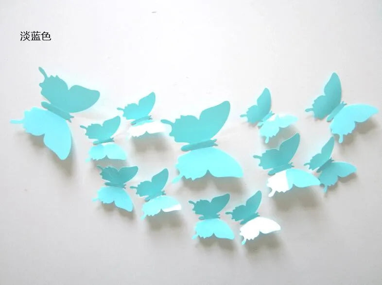 12pcs/set New Arrive 3D Creative Black Butterfly Wall Stickers PVC Flower Butterfly Wall Stickers Home Decor