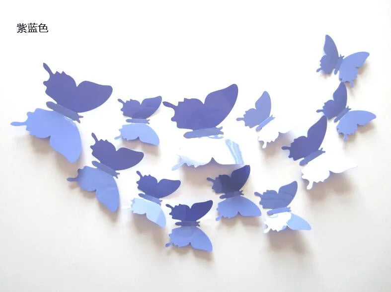 12pcs/set New Arrive 3D Creative Black Butterfly Wall Stickers PVC Flower Butterfly Wall Stickers Home Decor