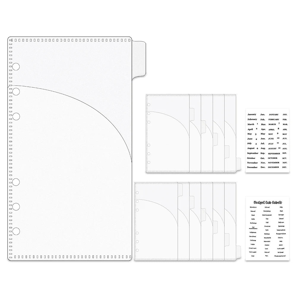 A6 Cash Envelopes Budget Binder Pockets 6 Hole Punched Two Pocket Planner Binder Folder Loose Leaf Double-Pocket Money Envelopes