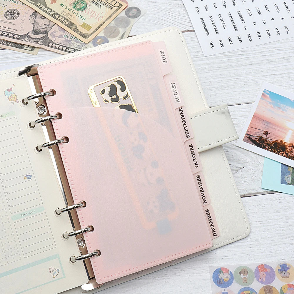 A6 Cash Envelopes Budget Binder Pockets 6 Hole Punched Two Pocket Planner Binder Folder Loose Leaf Double-Pocket Money Envelopes