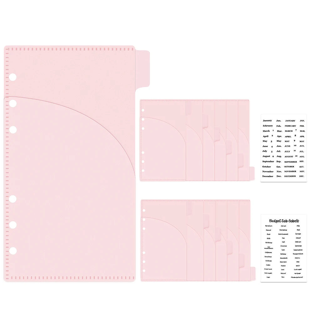 A6 Cash Envelopes Budget Binder Pockets 6 Hole Punched Two Pocket Planner Binder Folder Loose Leaf Double-Pocket Money Envelopes