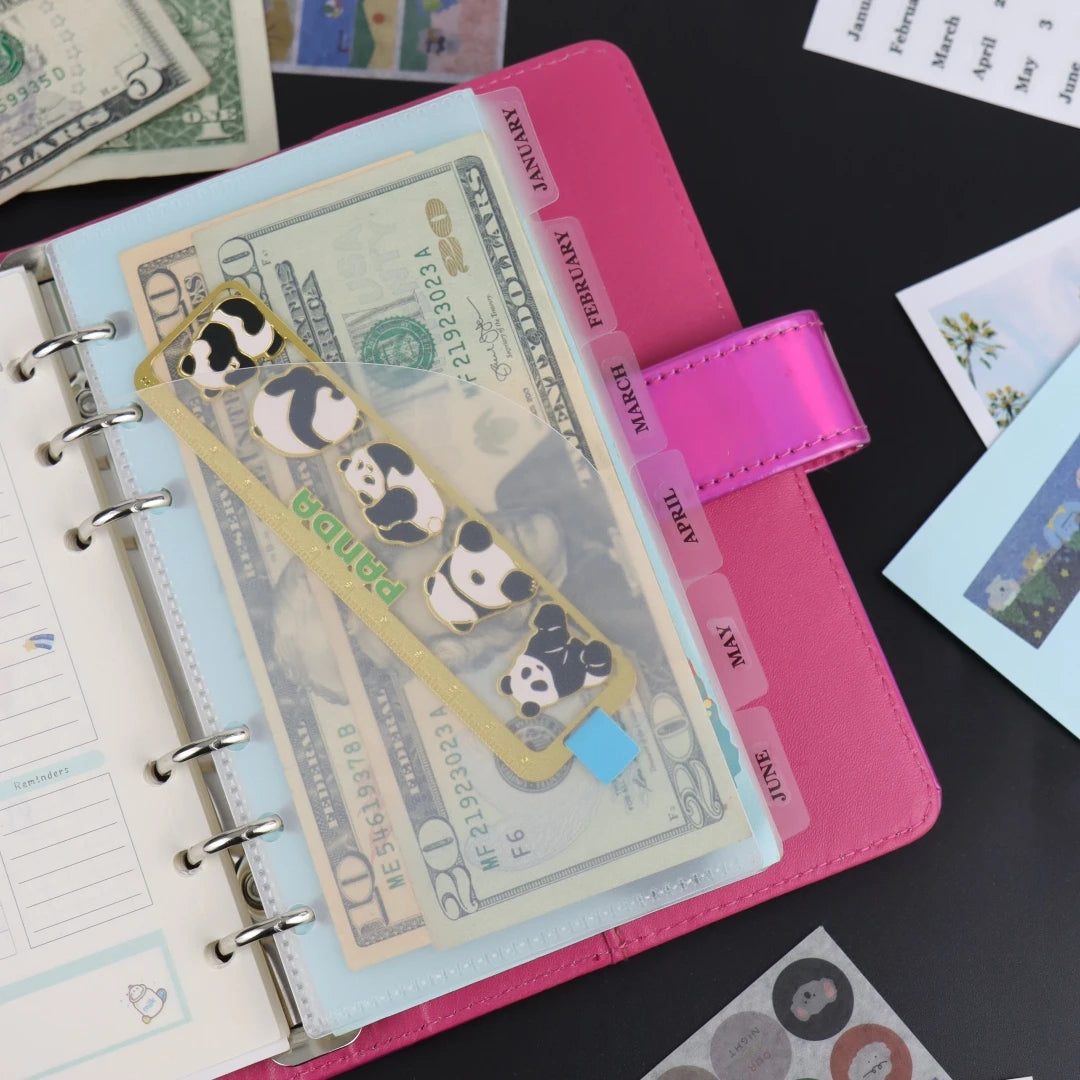 A6 Cash Envelopes Budget Binder Pockets 6 Hole Punched Two Pocket Planner Binder Folder Loose Leaf Double-Pocket Money Envelopes