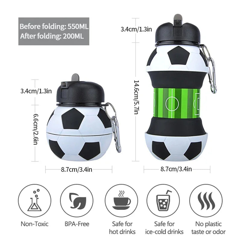 Fold Water Bottle Cups Mug Outdoor Sports Basketball Football Baseball Tennis Golf School Leakproof Portable Kids Water Bottle