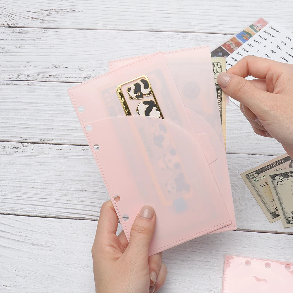 A6 Cash Envelopes Budget Binder Pockets 6 Hole Punched Two Pocket Planner Binder Folder Loose Leaf Double-Pocket Money Envelopes