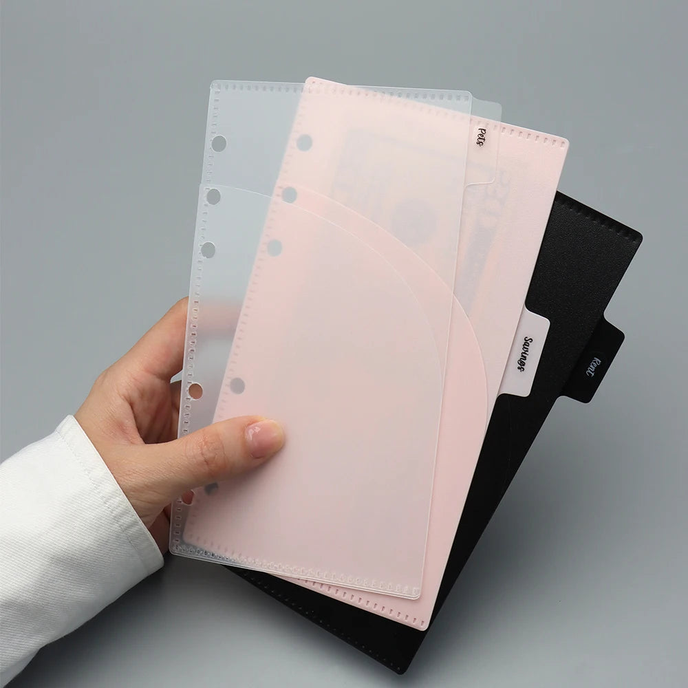 A6 Cash Envelopes Budget Binder Pockets 6 Hole Punched Two Pocket Planner Binder Folder Loose Leaf Double-Pocket Money Envelopes