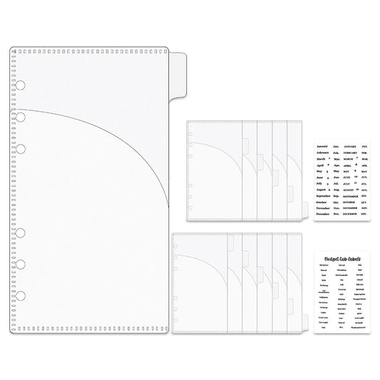 A6 Cash Envelopes Budget Binder Pockets 6 Hole Punched Two Pocket Planner Binder Folder Loose Leaf Double-Pocket Money Envelopes