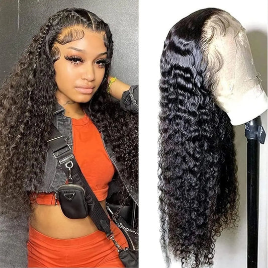 Alimice Glueless Deep Wave 4x4 Lace Wigs For Women High Quality 100% Human Hair Wigs