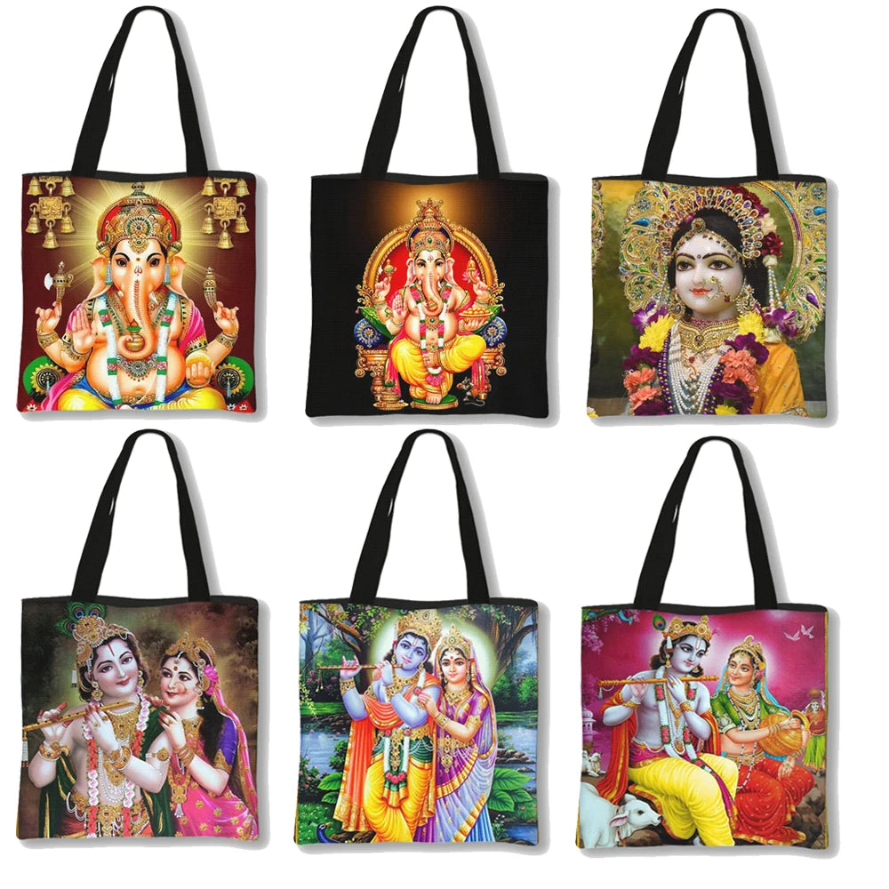 Indian Gods Radha Krishna / Ganesha Ganapati Shoulder Bag