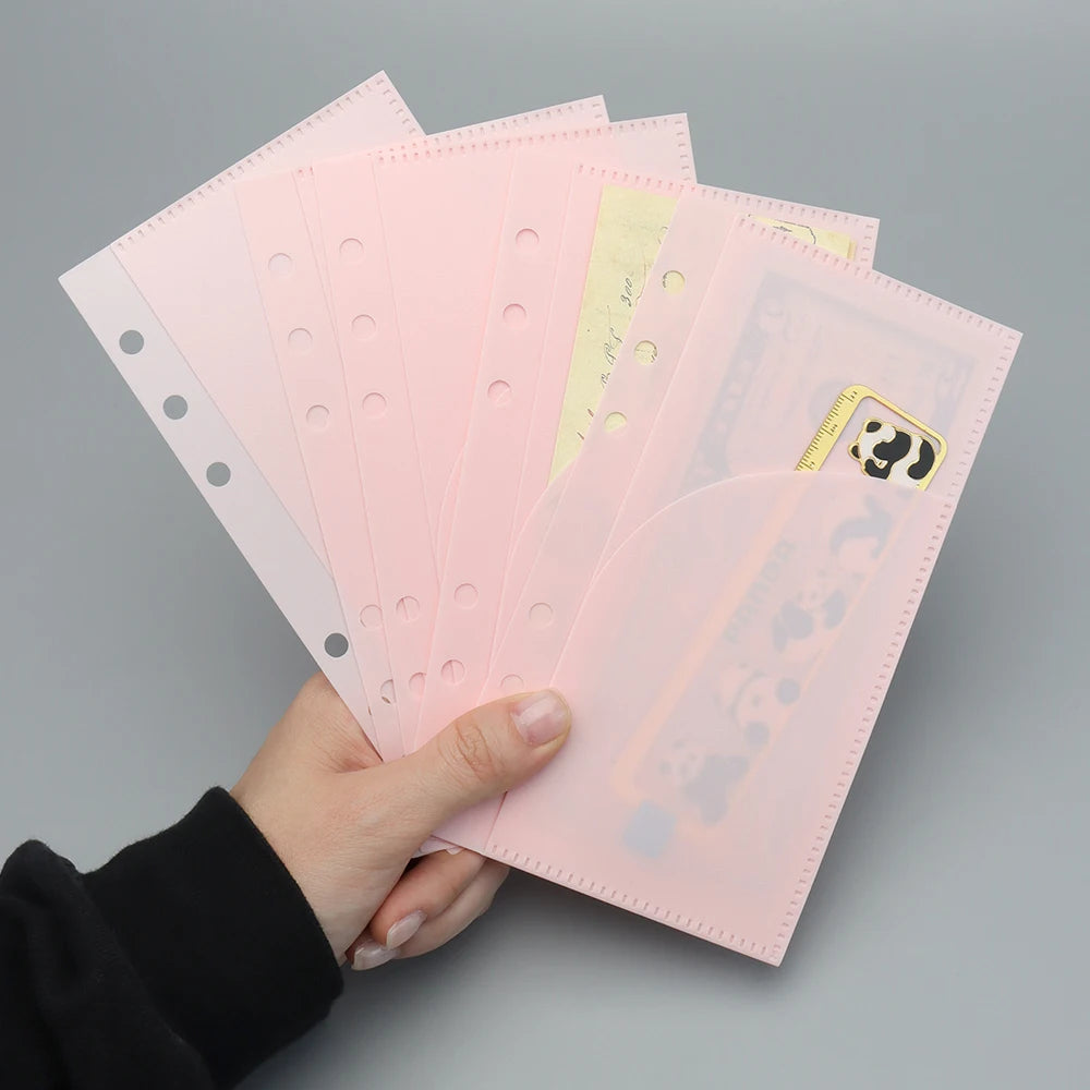 A6 Cash Envelopes Budget Binder Pockets 6 Hole Punched Two Pocket Planner Binder Folder Loose Leaf Double-Pocket Money Envelopes