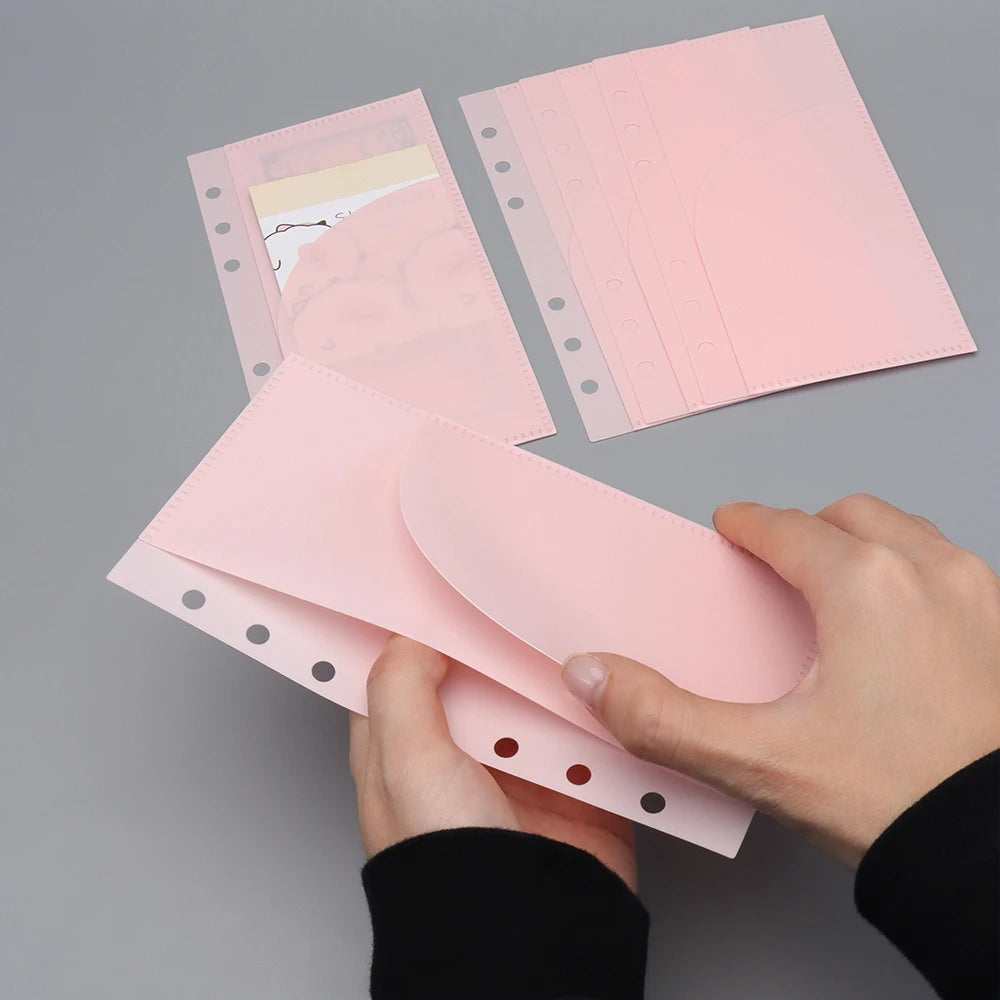 A6 Cash Envelopes Budget Binder Pockets 6 Hole Punched Two Pocket Planner Binder Folder Loose Leaf Double-Pocket Money Envelopes